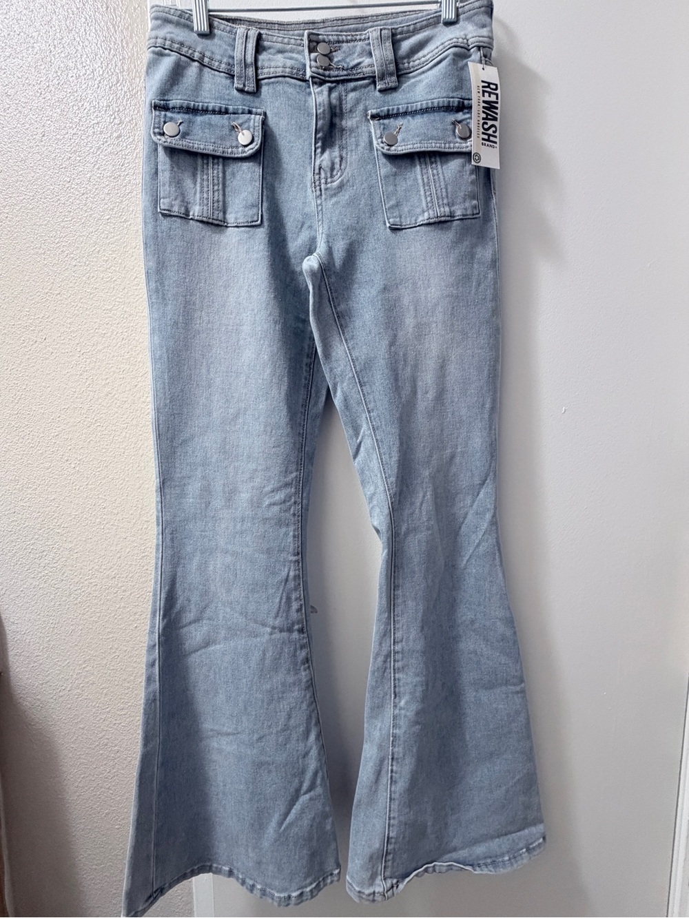 Rewash Light Blue Flare Denim Jeans with Subtle Fading